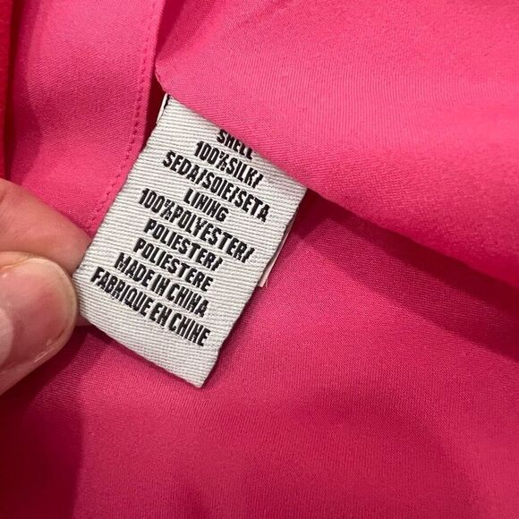 Tibi Silk Chiffon Crochet Trim Blouson Raspberry Red Dress - Picture 11 of 11